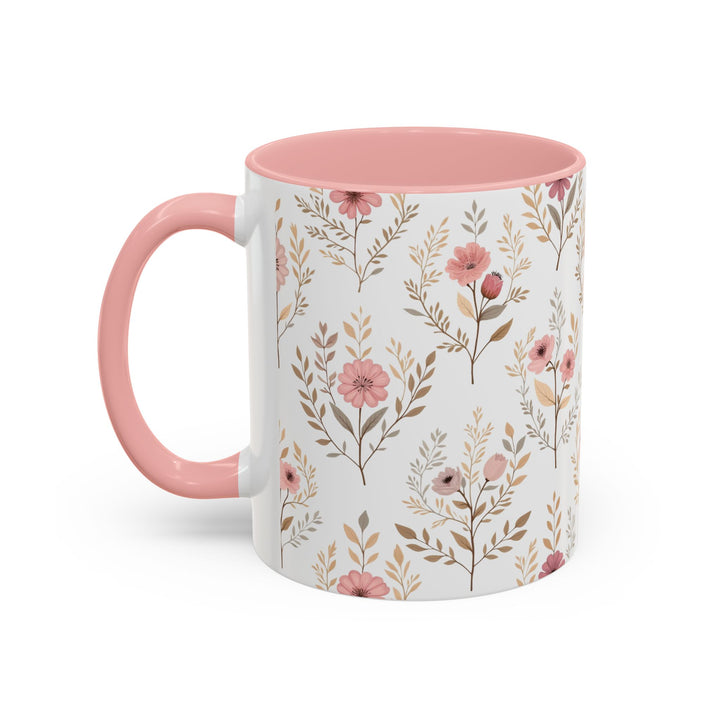 Floral Pink Accent Vintage Watercolor Flowers Coffee Mug (11/15oz)