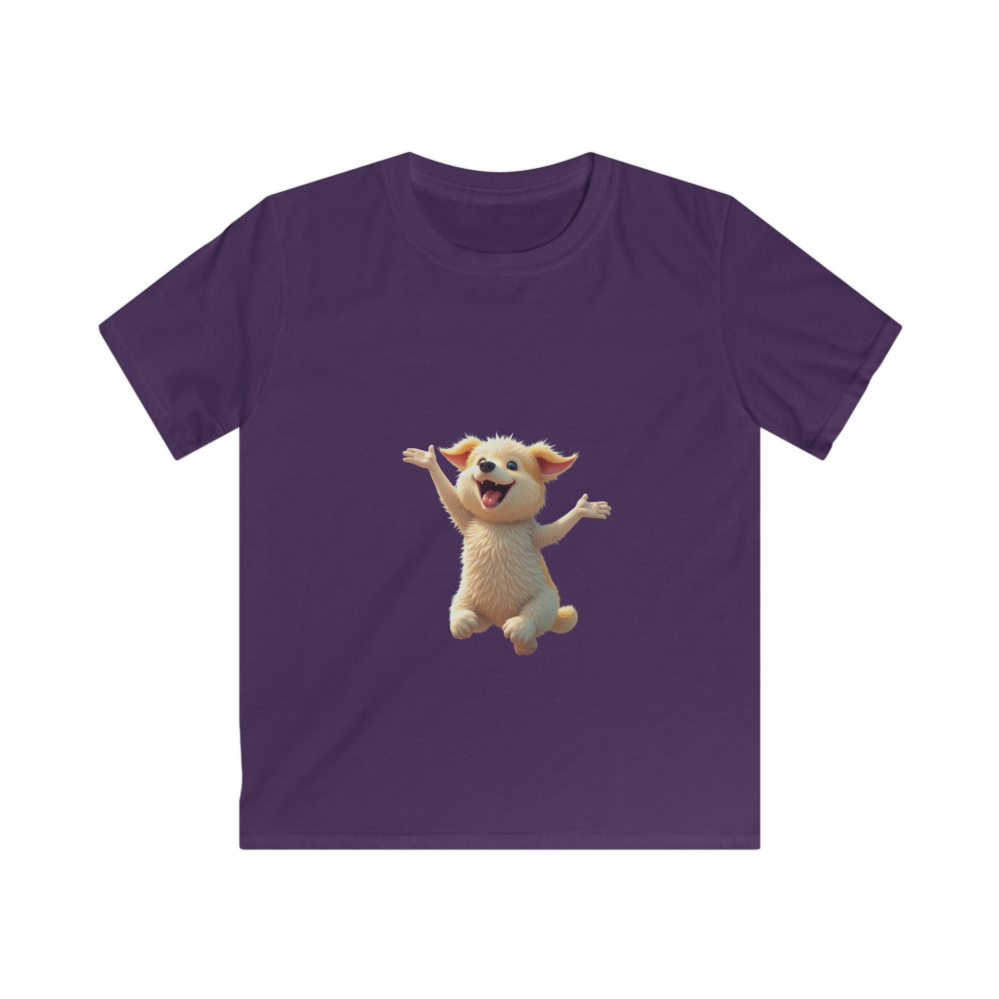 Happy Jumping Fluffy Creature Cute Cartoon T‑Shirt