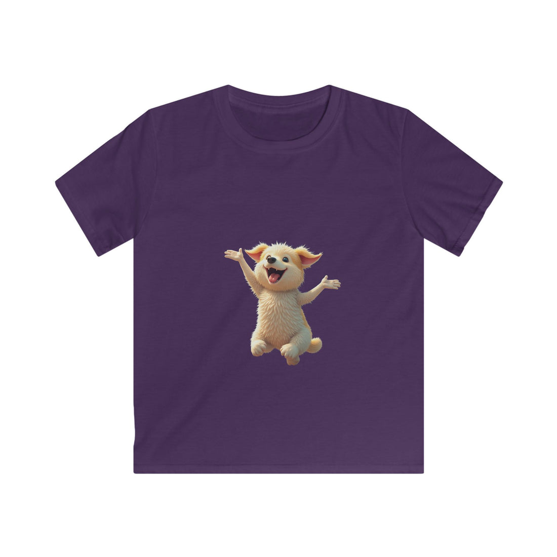 Happy Jumping Fluffy Creature Cute Cartoon T‑Shirt