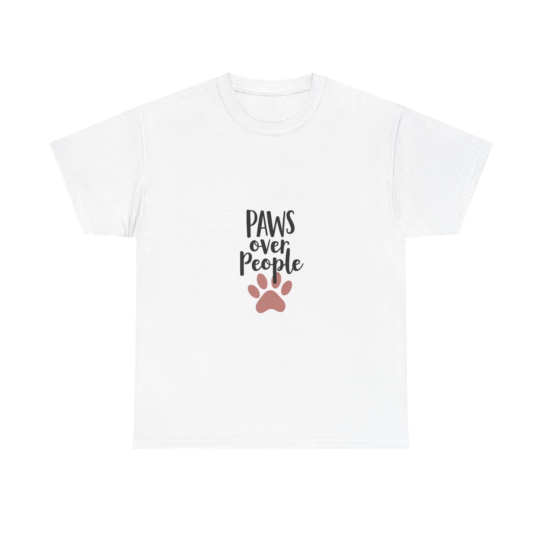 'Paws Over People' Cute Paw Print Pet Lover T-Shirt