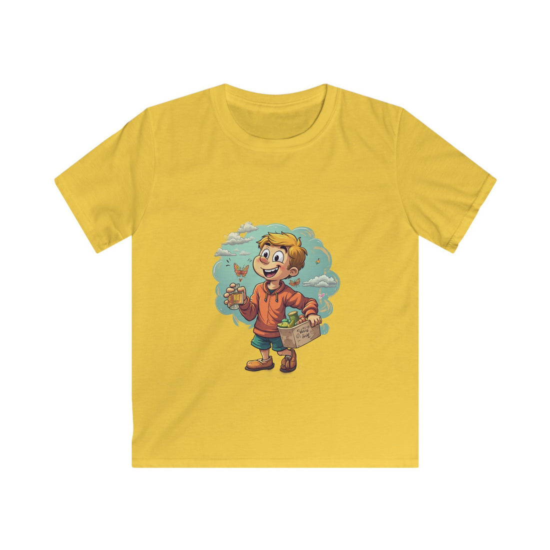 Happy Kid with Snacks Cartoon Graphic Shirt