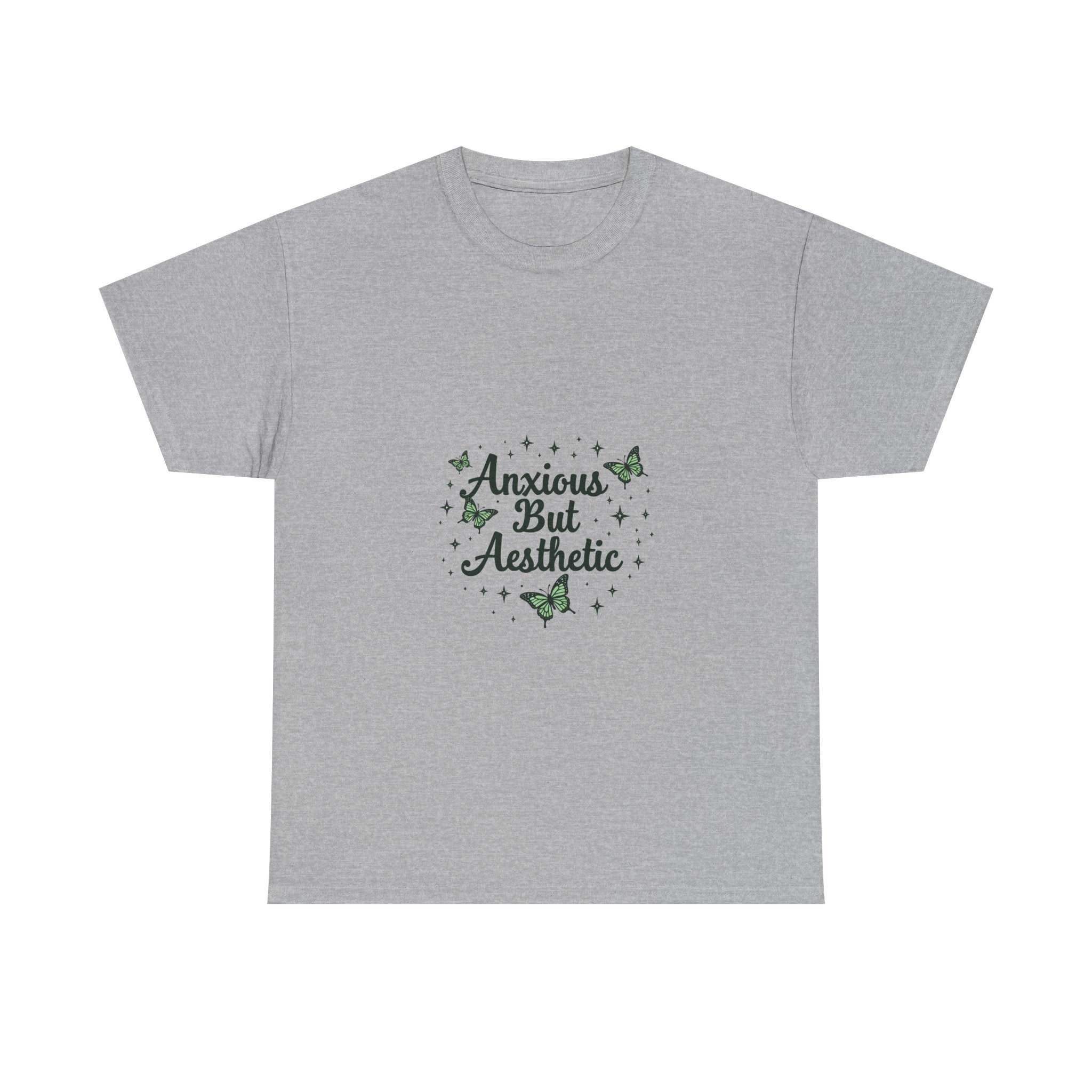 "Anxious But Aesthetic" Green Butterfly Graphic T-Shirt