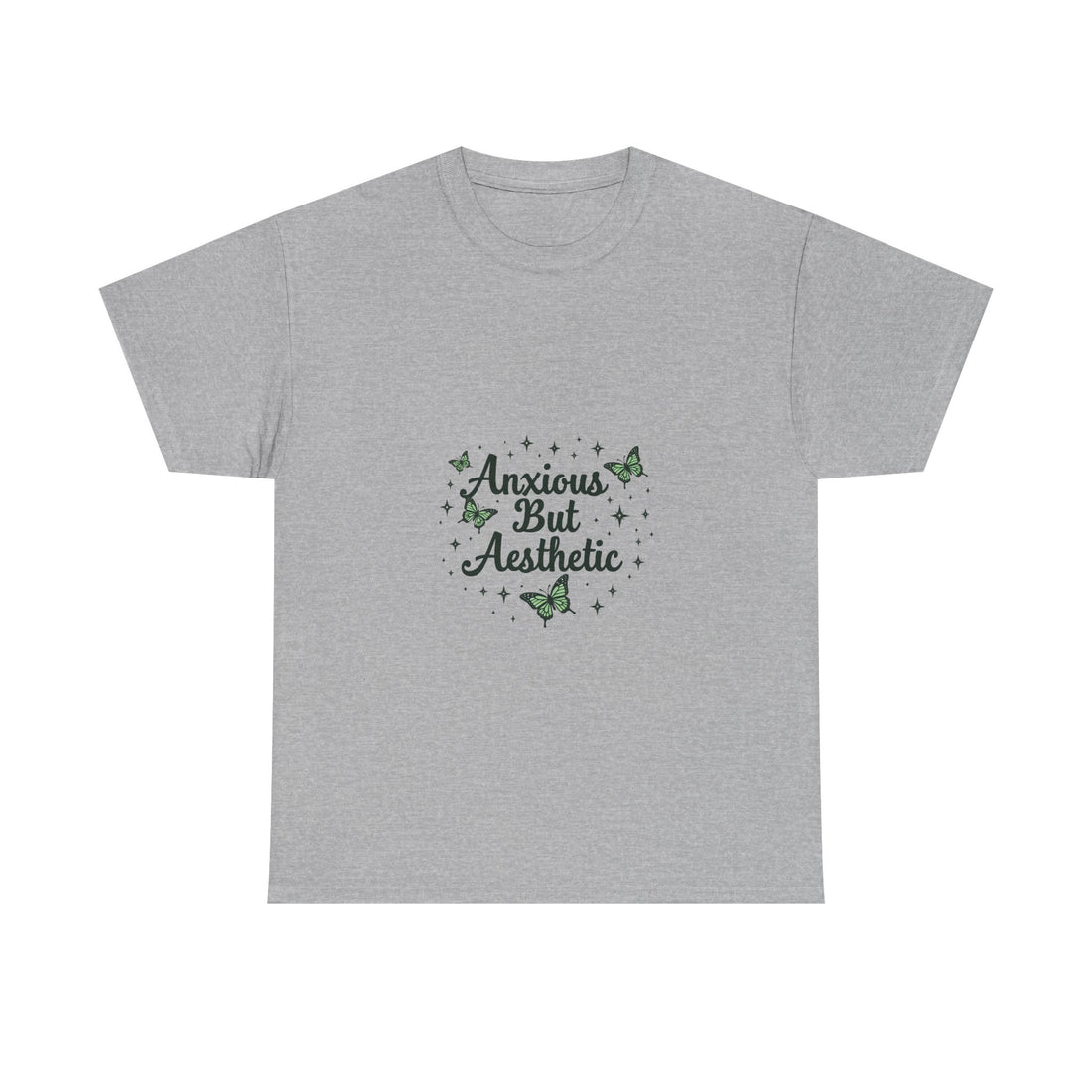 "Anxious But Aesthetic" Green Butterfly Graphic T-Shirt