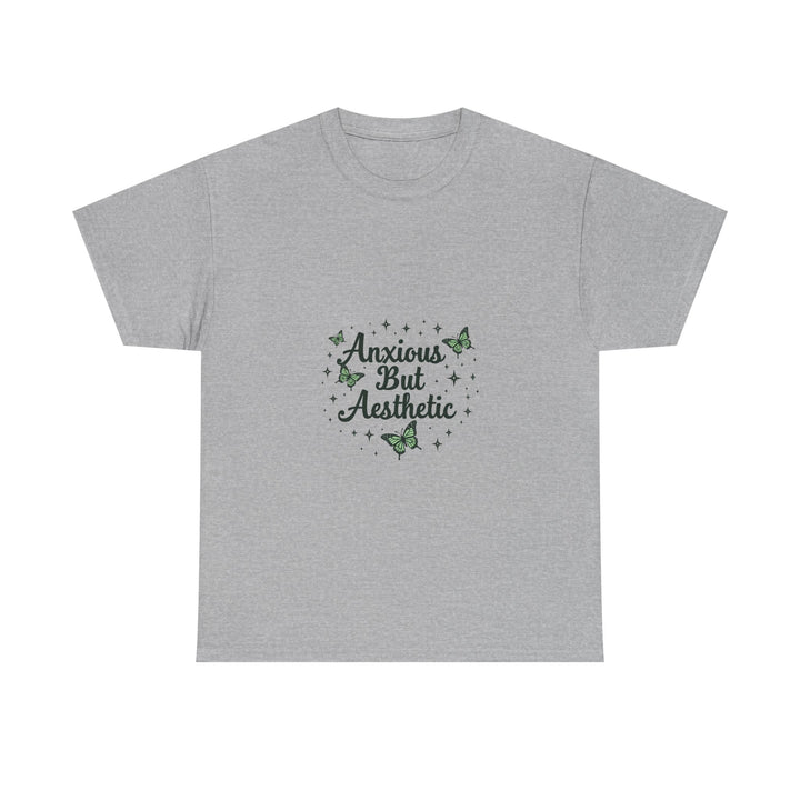 "Anxious But Aesthetic" Green Butterfly Graphic T-Shirt