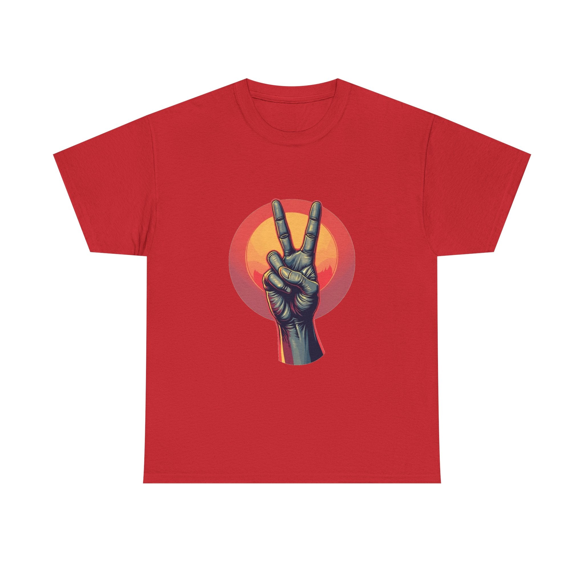 'Peace Sign' Graphic Retro Sunset Victory Hand T-Shirt