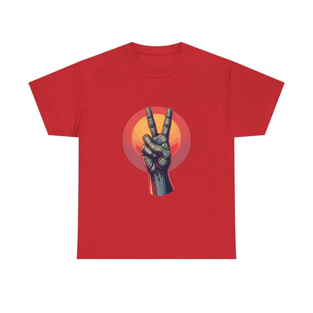 'Peace Sign' Graphic Retro Sunset Victory Hand T-Shirt