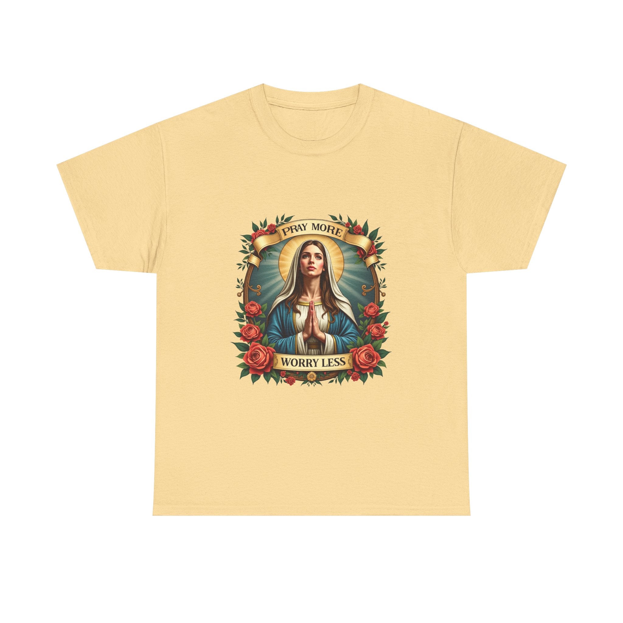 "Pray More Worry Less" Virgin Mary Graphic T-Shirt