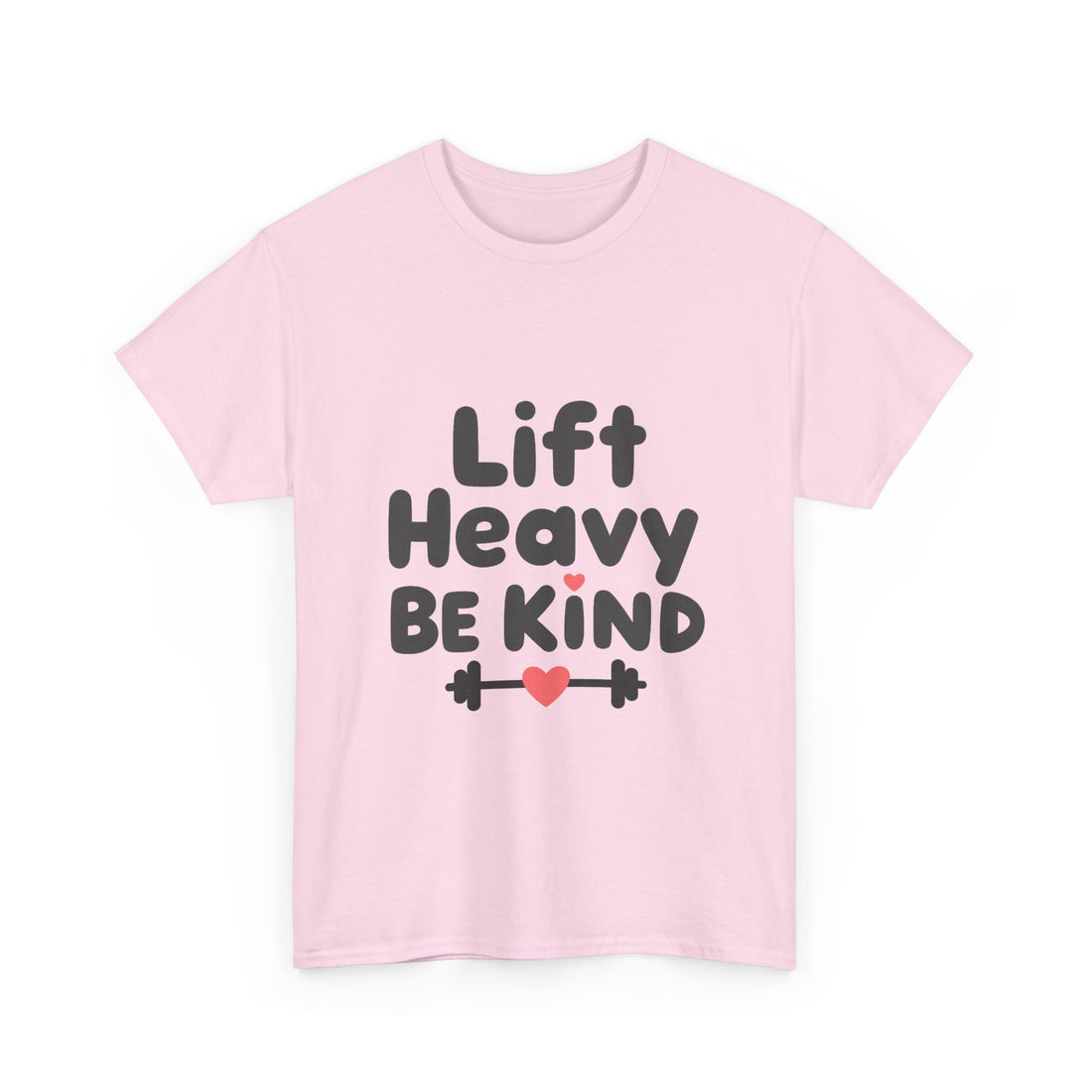 'Lift Heavy Be Kind' Weightlifting Gym T-Shirt with Heart Barbell
