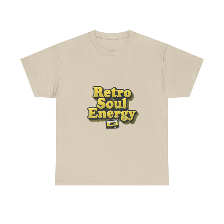 'Retro Soul Energy'  Vintage Vibe Graphic T-Shirt with Cassette Design