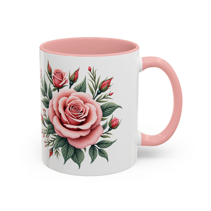 Pink Rose Accent Floral Ceramic Tea & Coffee Cup