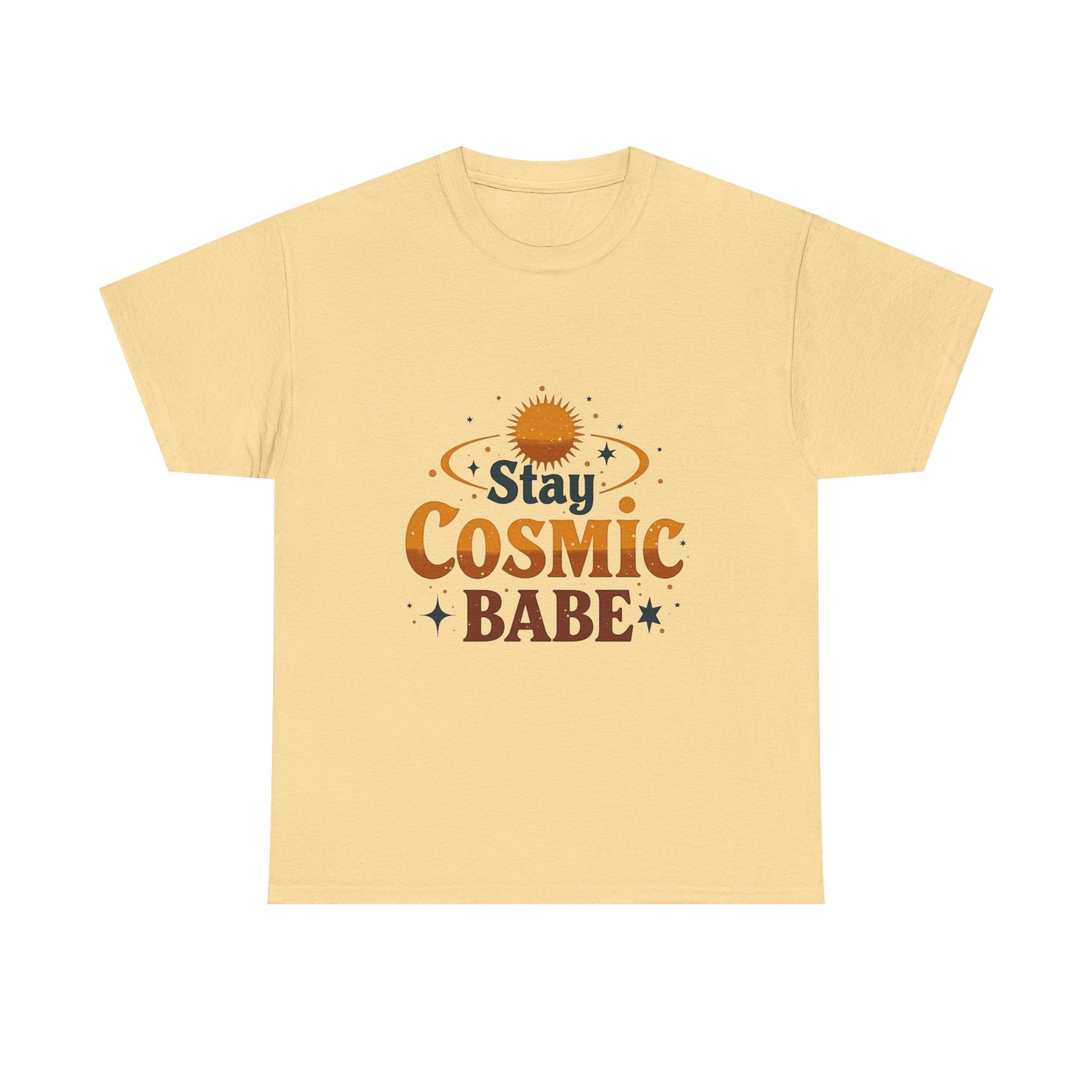 'Stay Cosmic Babe' Retro Sun & Stars Graphic T-Shirt