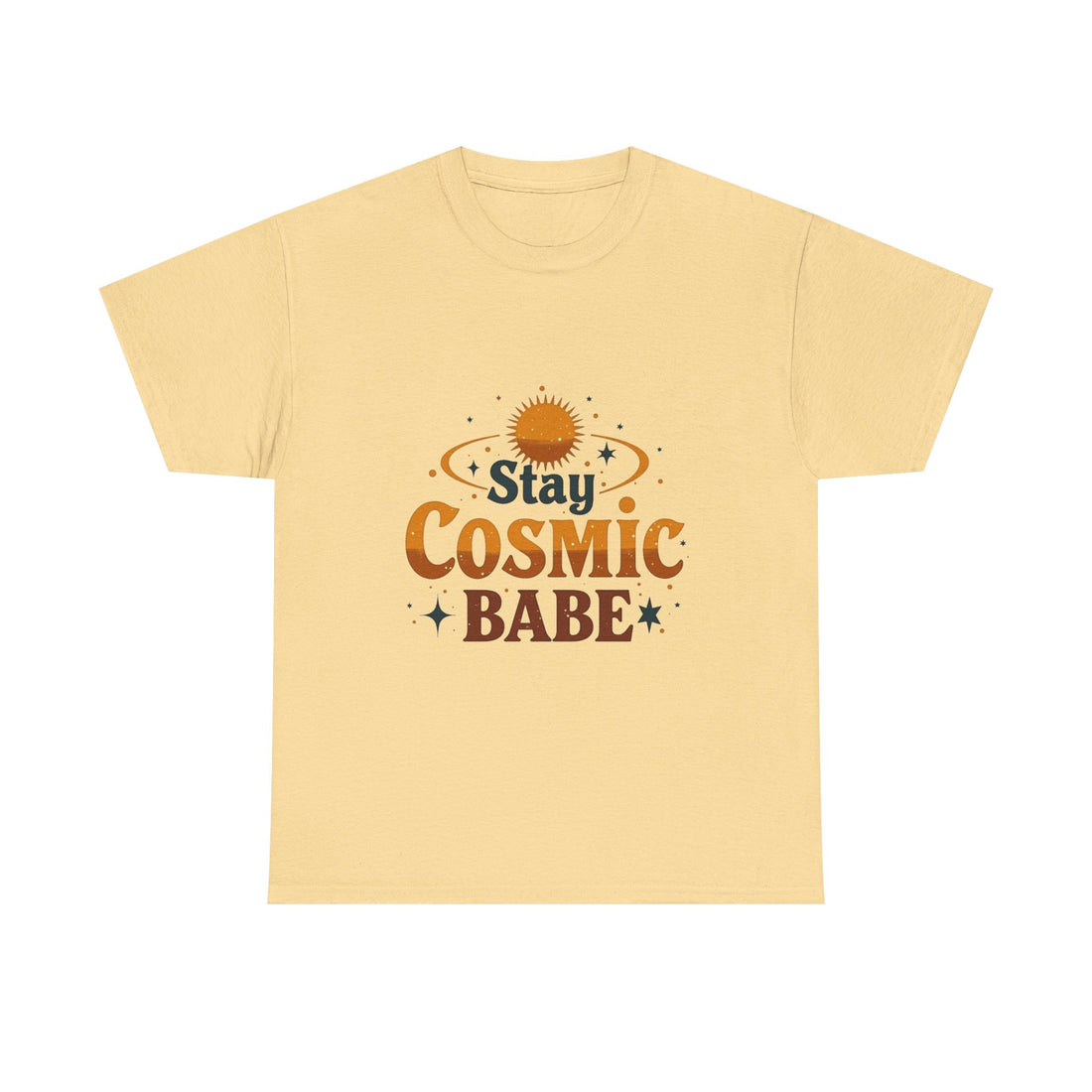 'Stay Cosmic Babe' Retro Sun & Stars Graphic T-Shirt