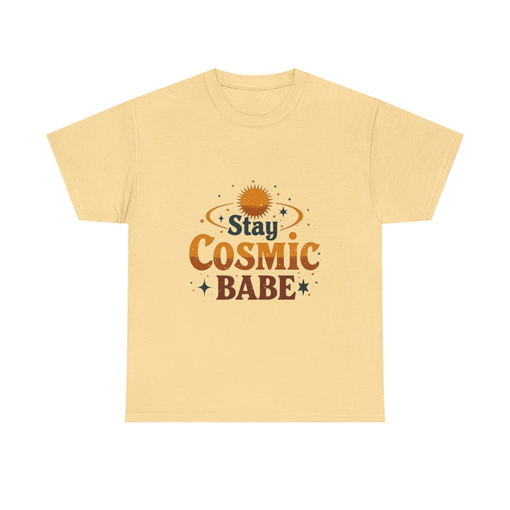 'Stay Cosmic Babe' Retro Sun & Stars Graphic T-Shirt