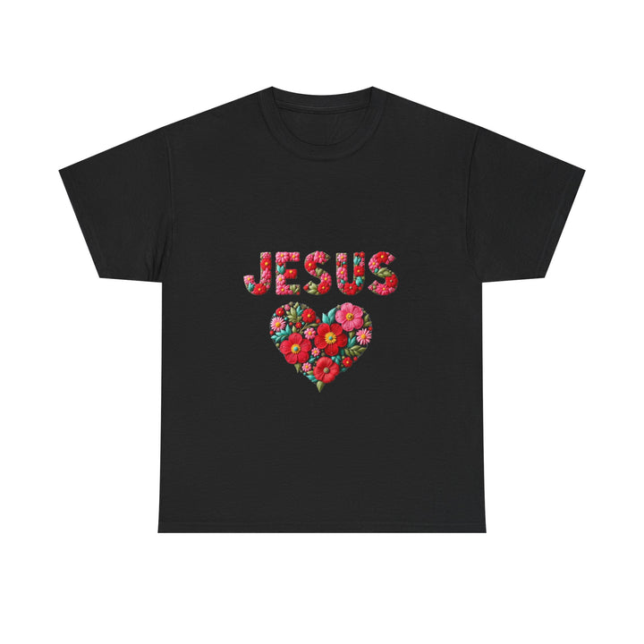 'Jesus' Floral Heart T-Shirt