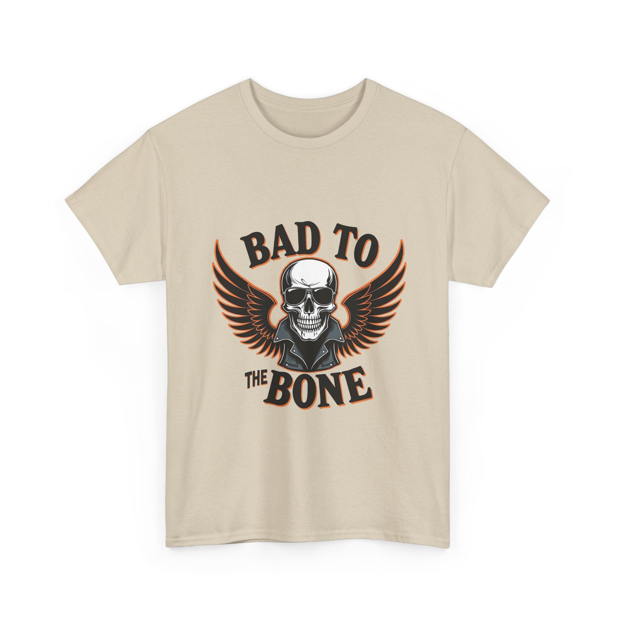 'Bad to the Bone' Skull Vintage Winged Skull Graphic T-Shirt