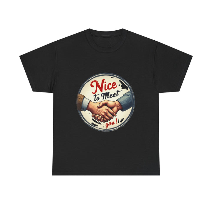 'Nice to Meet You' Retro Handshake Graphic T-Shirt
