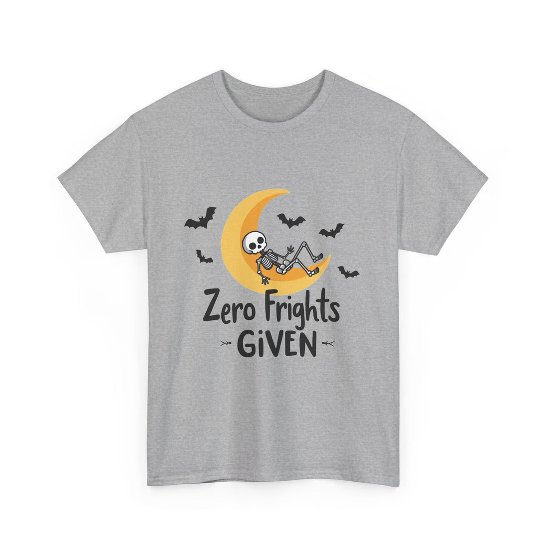'Zero Frights Given' Cute Skeleton Moon Halloween T-shirt