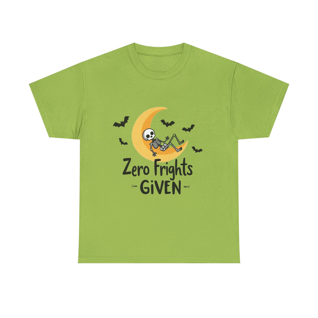 'Zero Frights Given' Cute Skeleton Moon Halloween T-shirt