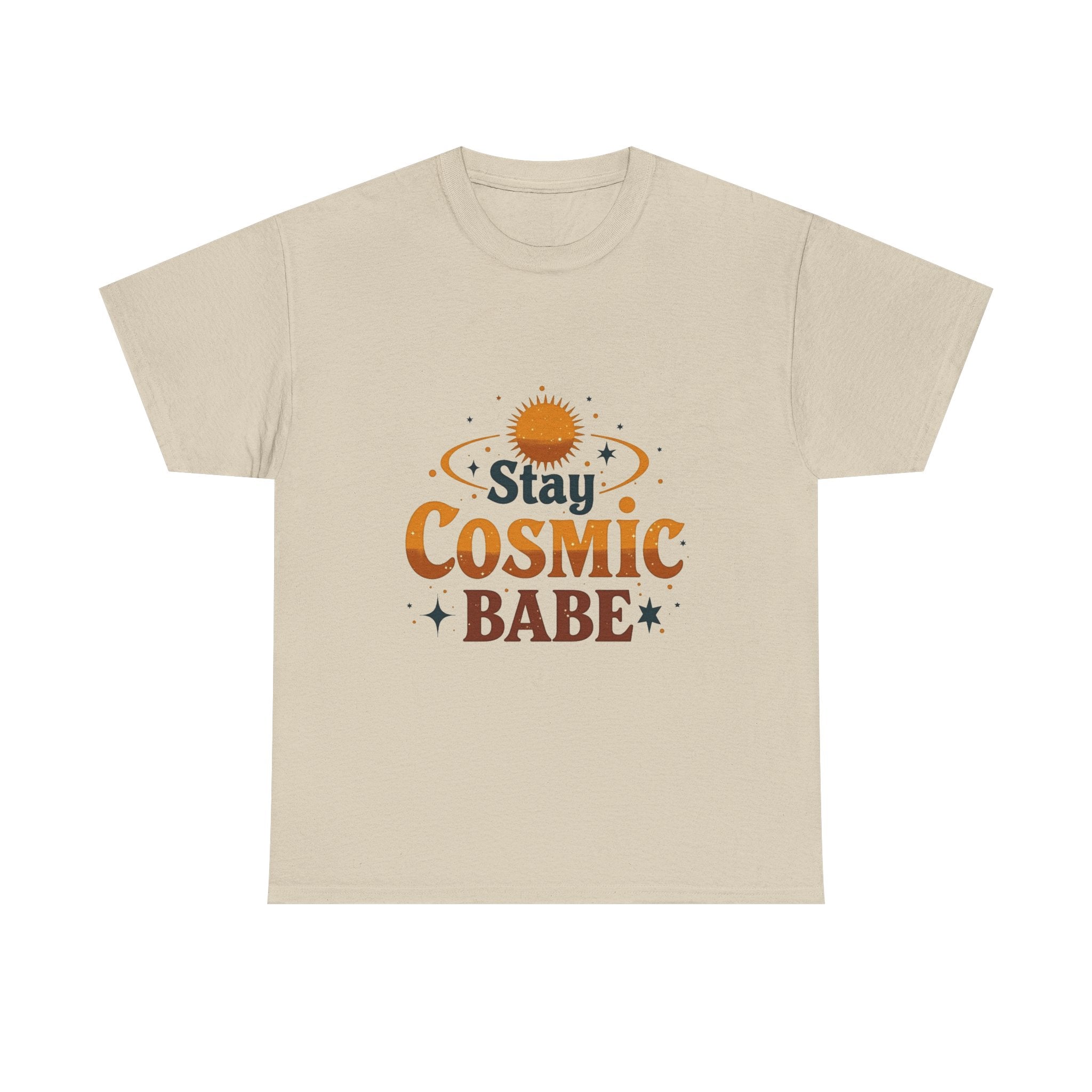 'Stay Cosmic Babe' Retro Sun & Stars Graphic T-Shirt