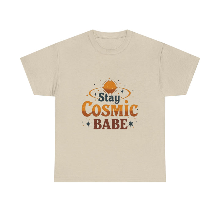 'Stay Cosmic Babe' Retro Sun & Stars Graphic T-Shirt