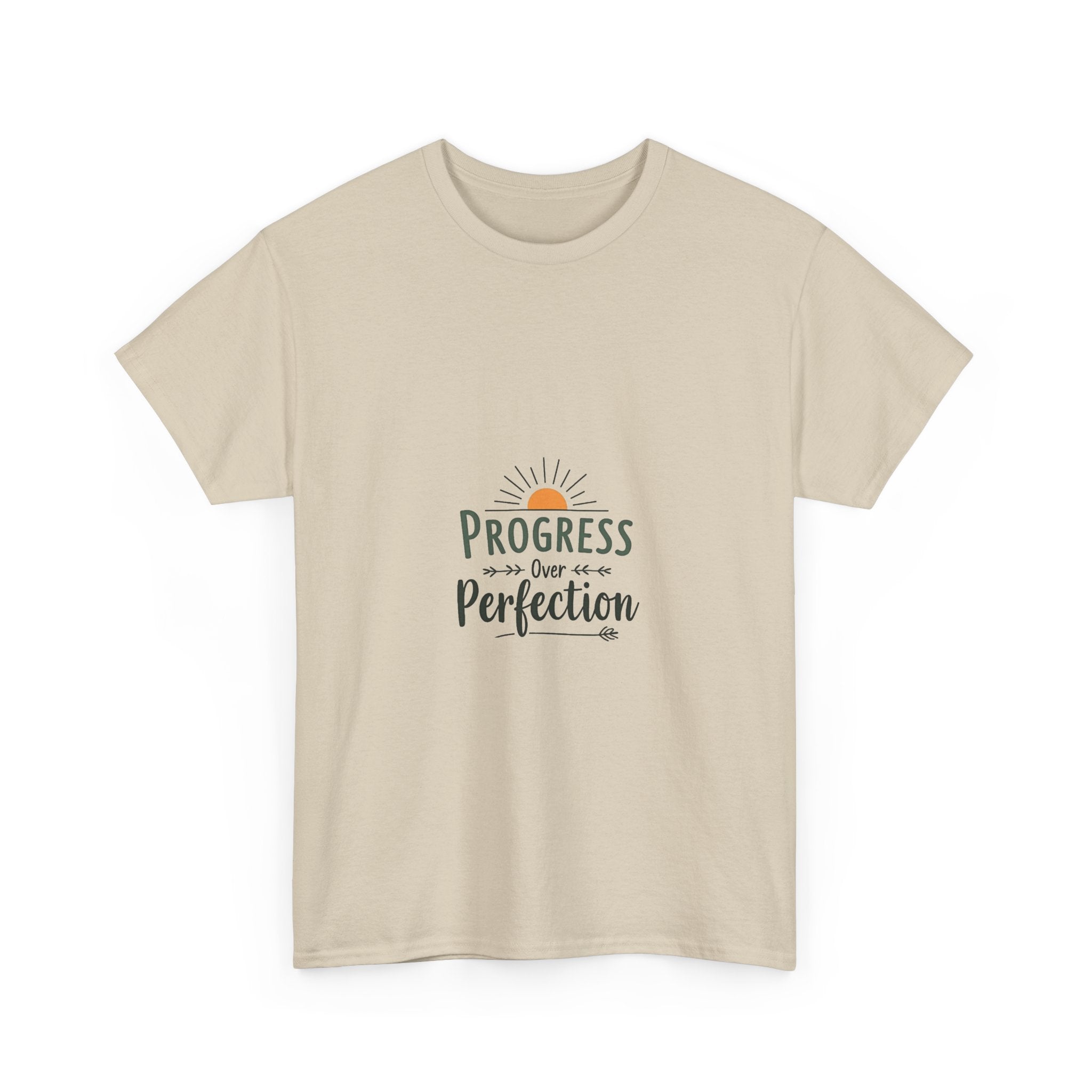 'Progress Over Perfection' Inspirational Sunrise Graphic T-shirt
