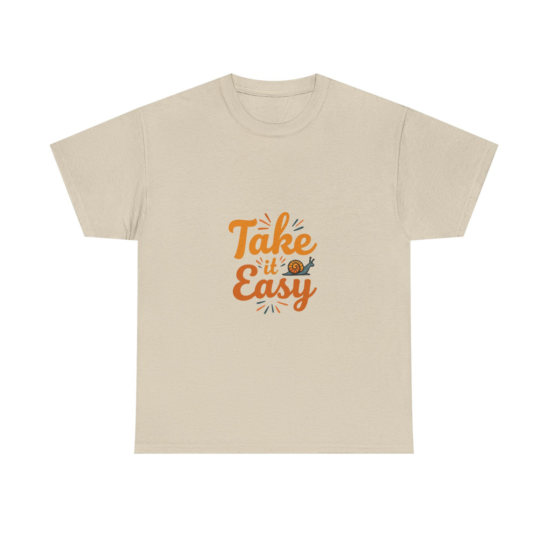 'Take It Easy' Retro Script Relaxed T-Shirt with Snail Graphic