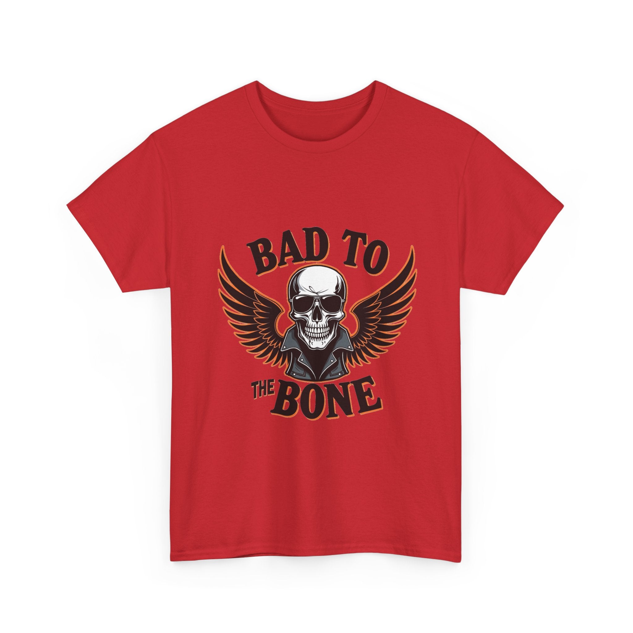 'Bad to the Bone' Skull Vintage Winged Skull Graphic T-Shirt