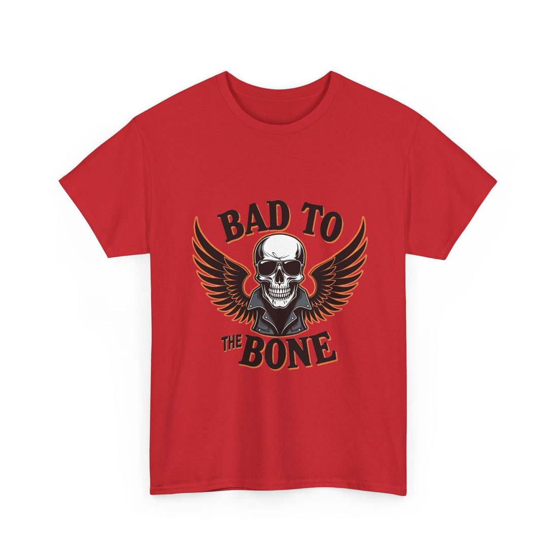 'Bad to the Bone' Skull Vintage Winged Skull Graphic T-Shirt