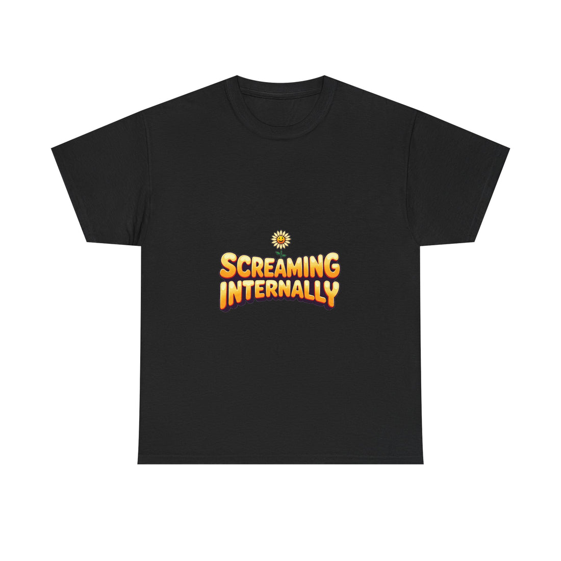 'Screaming Internally' Funny Retro Sun Graphic Cotton T‑Shirt