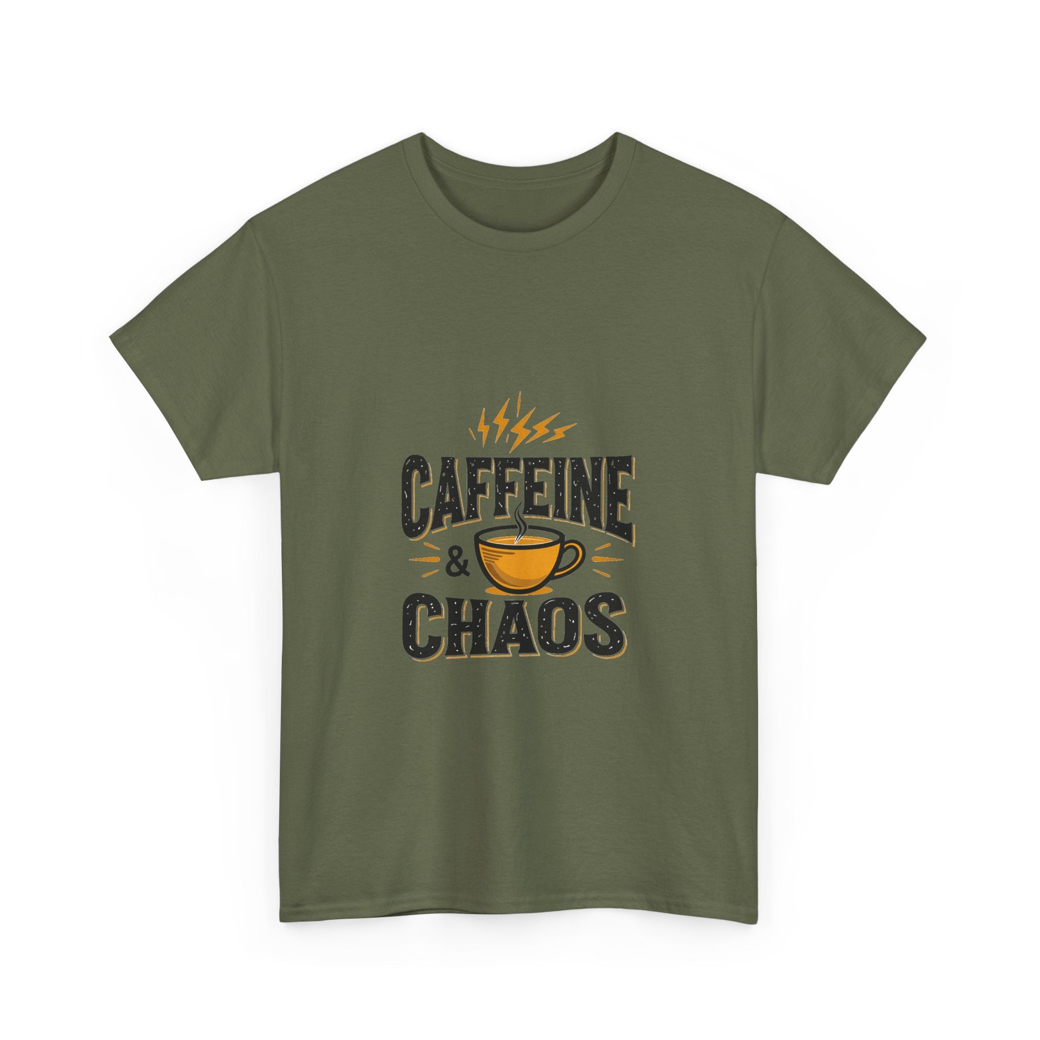 'Caffeine & Chaos' Funny Coffee Lover T-Shirt