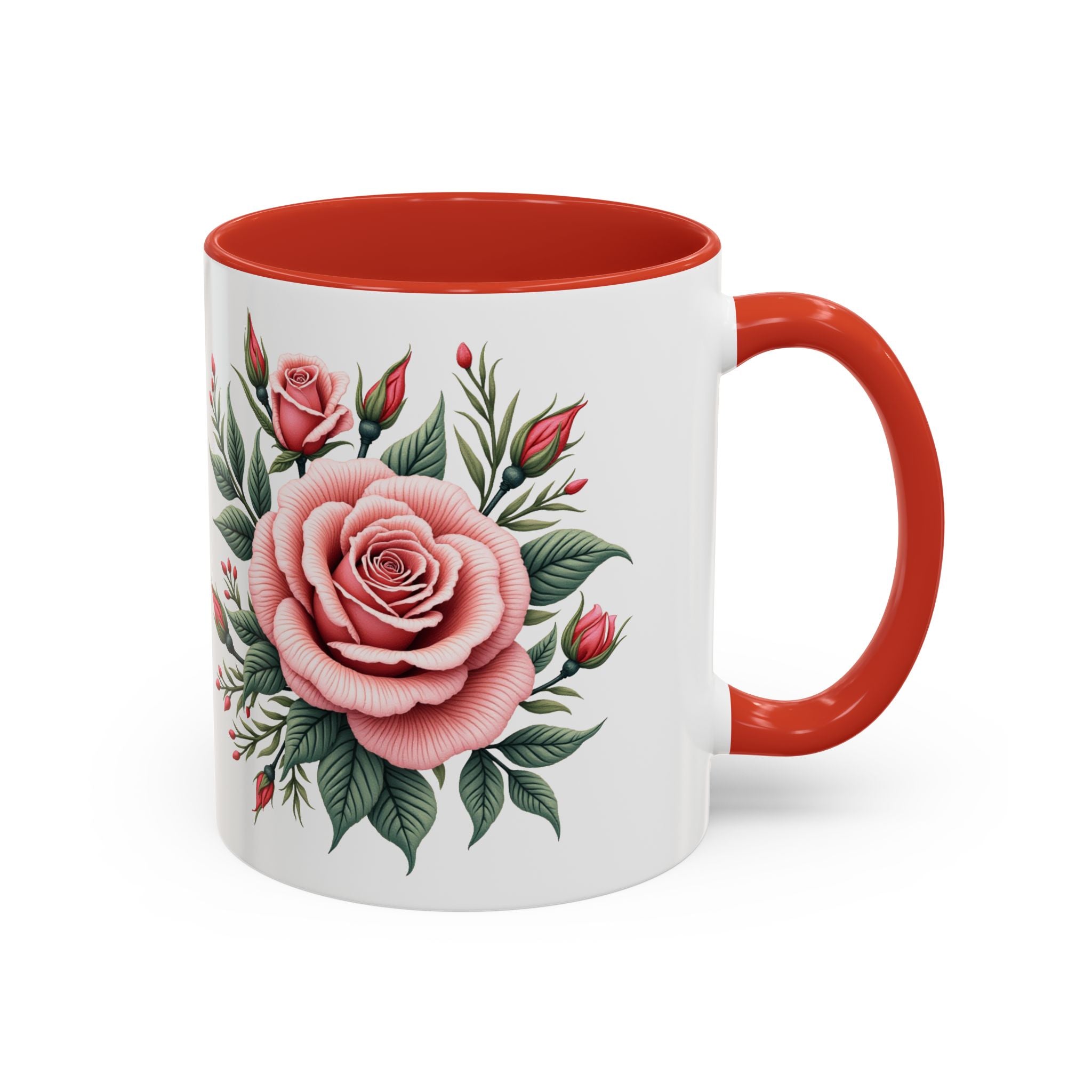 Pink Rose Accent Floral Ceramic Tea & Coffee Cup