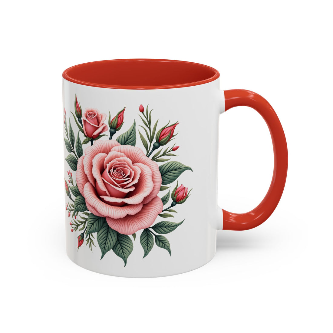 Pink Rose Accent Floral Ceramic Tea & Coffee Cup