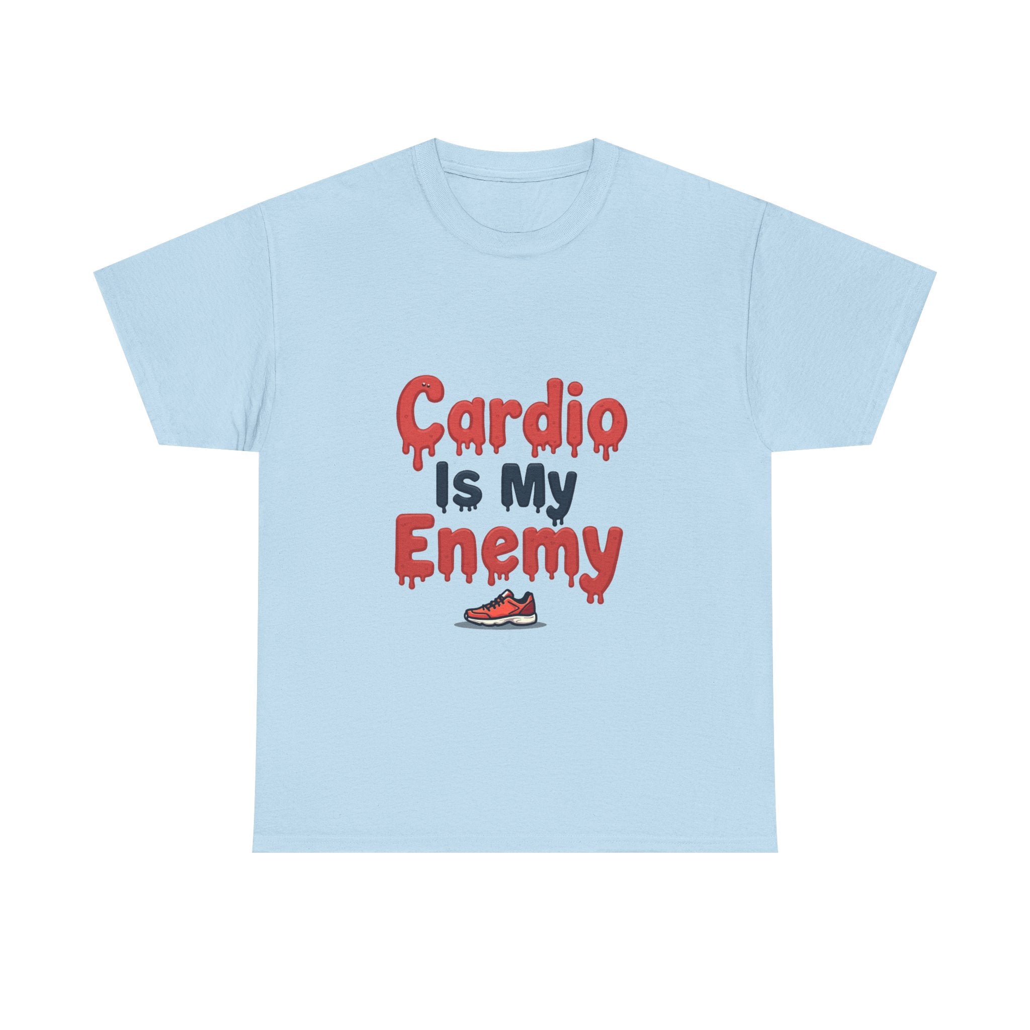 'Cardio Is My Enemy' Funny Gym Workout T-Shirt for Fitness Haters