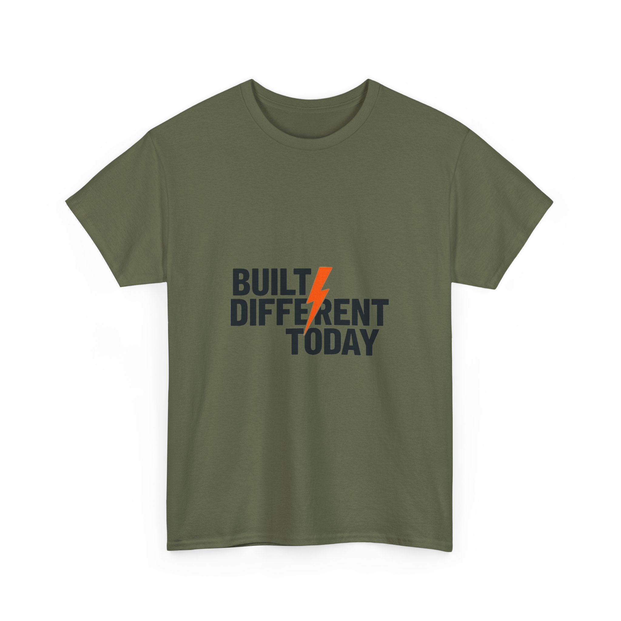'Built Different Today' Motivational Graphic T‑Shirt with Lightning Bolt
