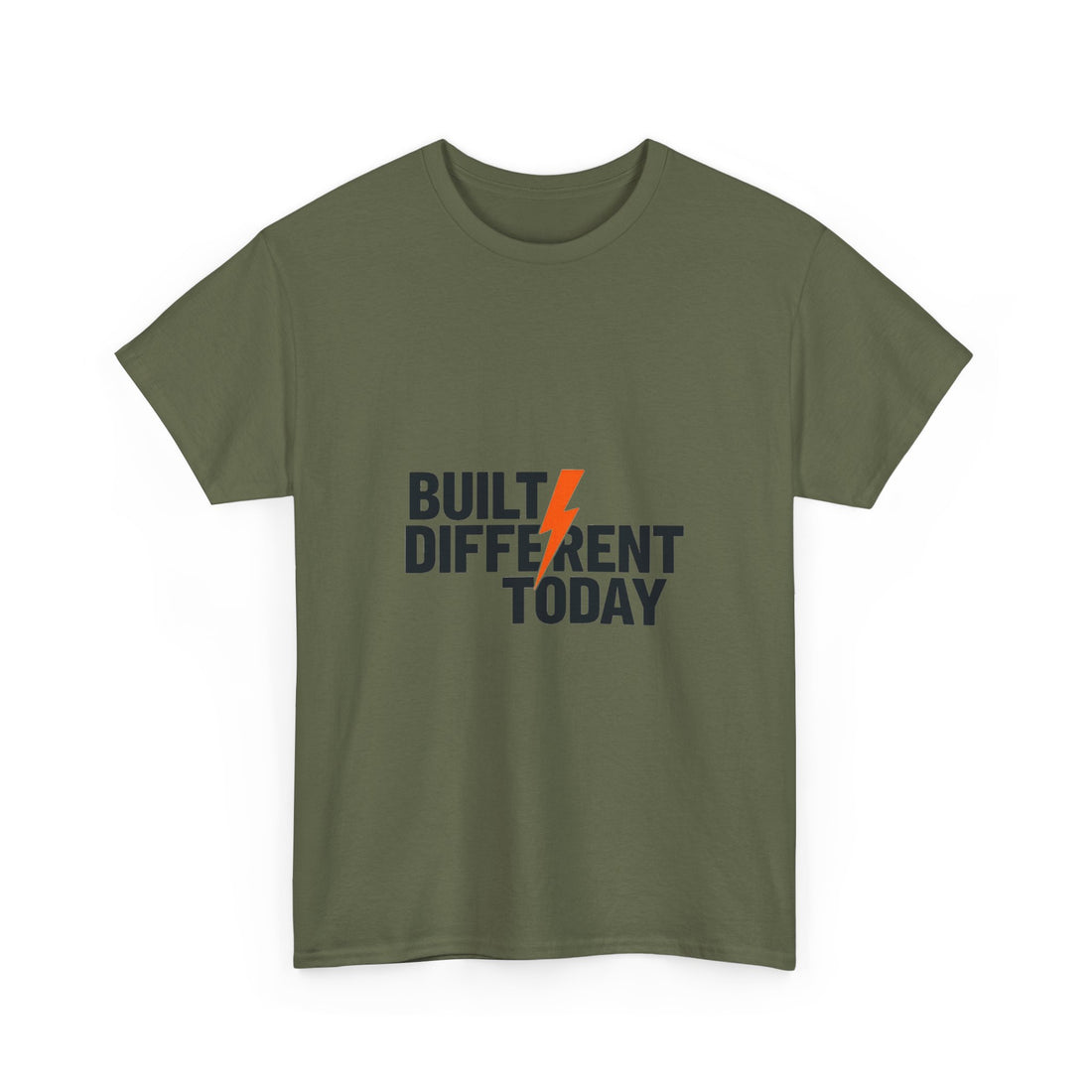 'Built Different Today' Motivational Graphic T‑Shirt with Lightning Bolt