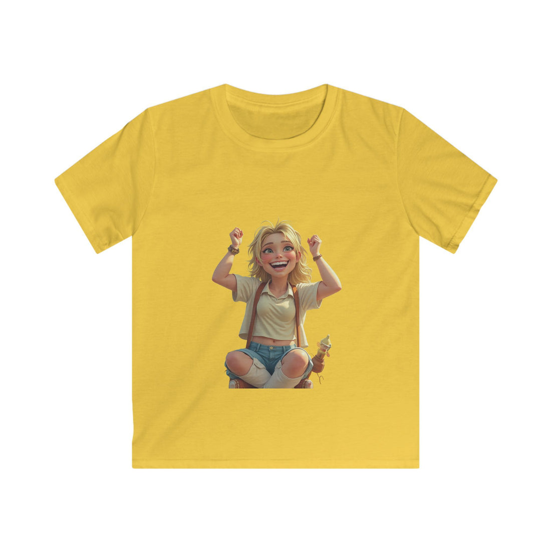 Smiling Girl Crown Illustration Cute Youth T‑Shirt