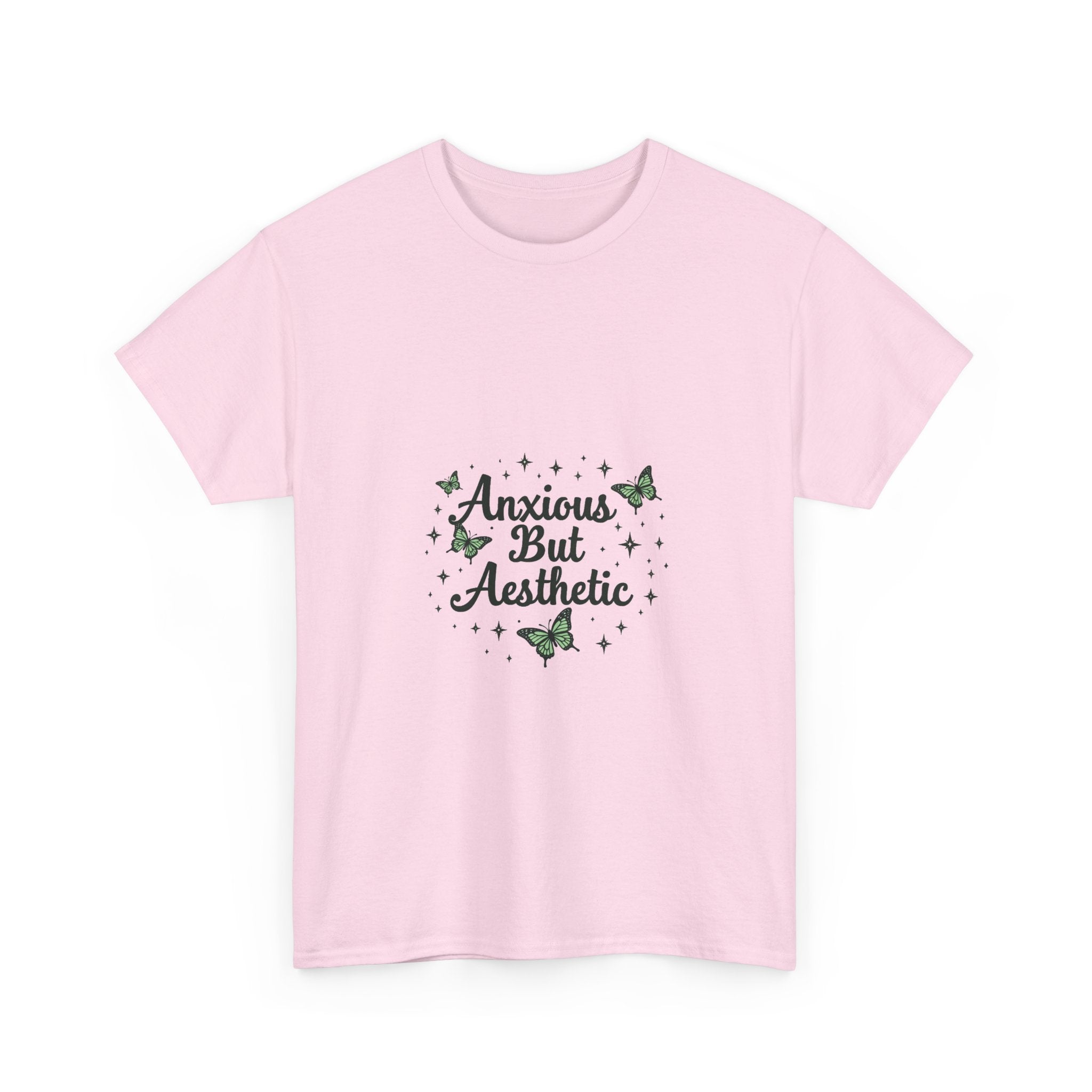"Anxious But Aesthetic" Green Butterfly Graphic T-Shirt