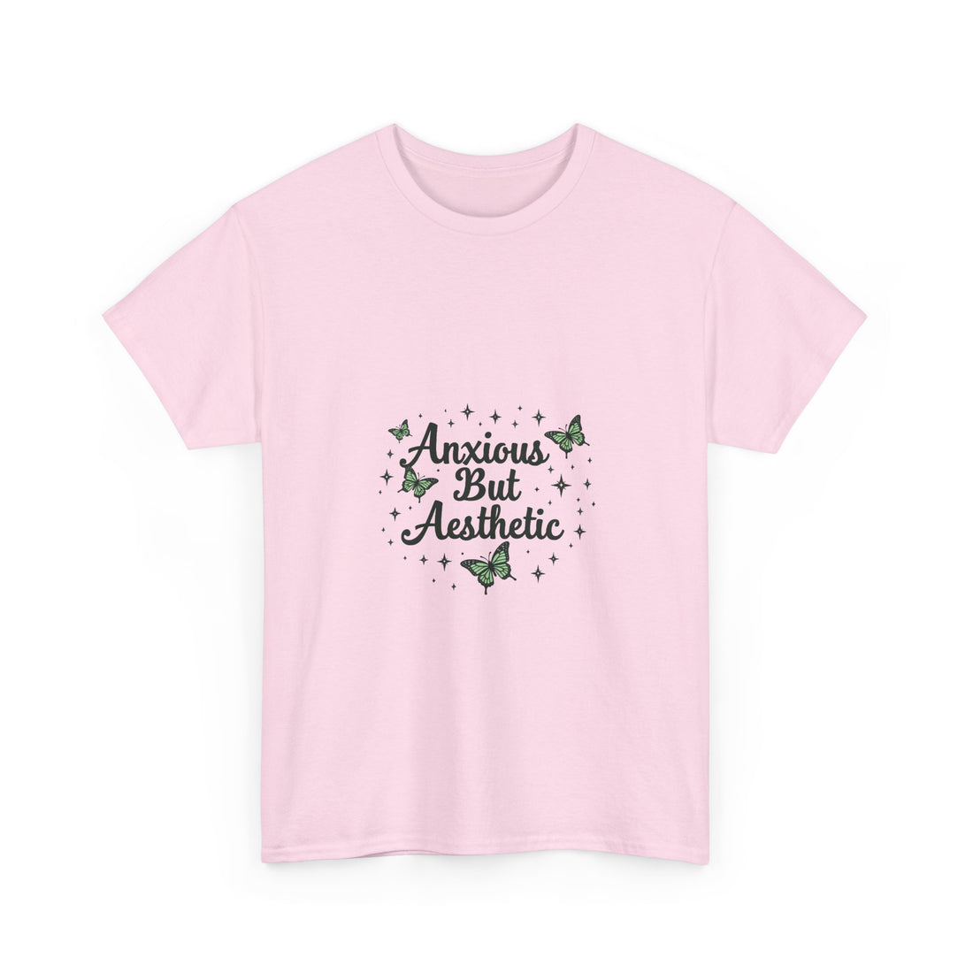 "Anxious But Aesthetic" Green Butterfly Graphic T-Shirt