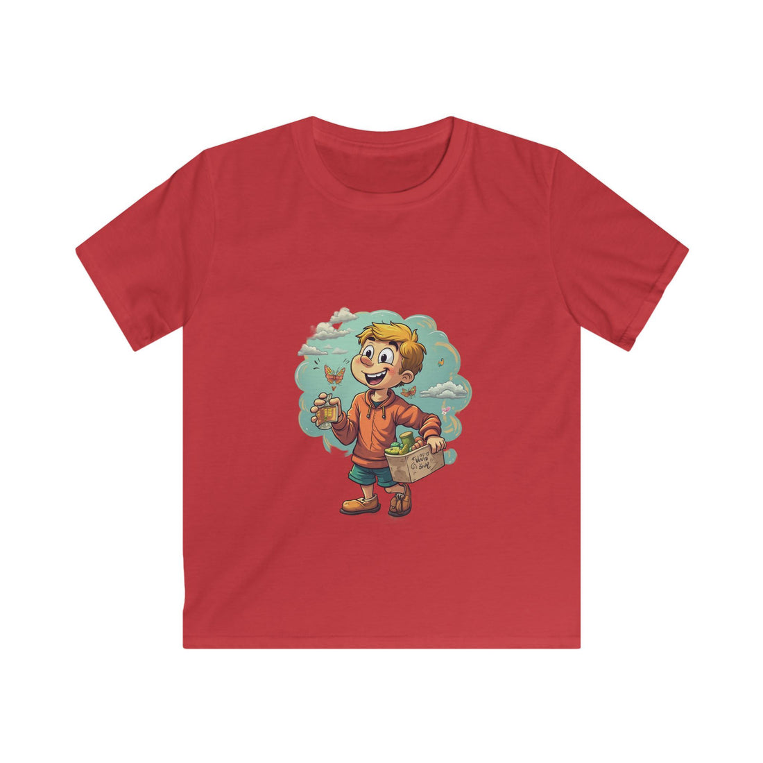 Happy Kid with Snacks Cartoon Graphic Shirt