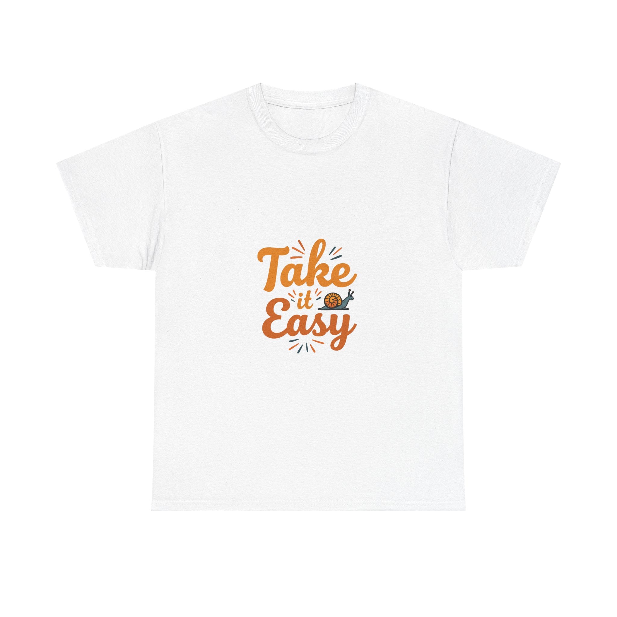 'Take It Easy' Retro Script Relaxed T-Shirt with Snail Graphic