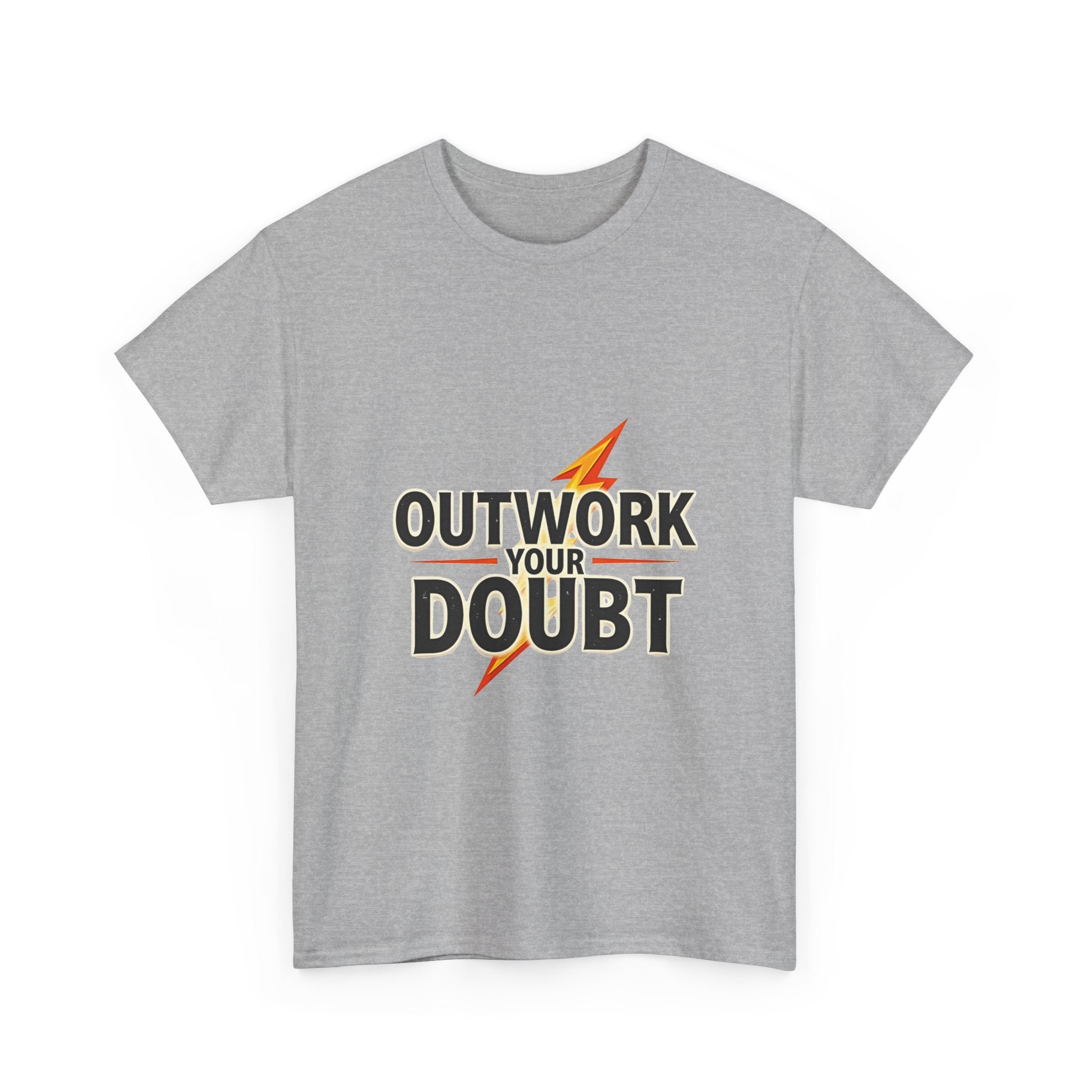 'Outwork Your Doubt' Motivational Lightning Graphic T-Shirt