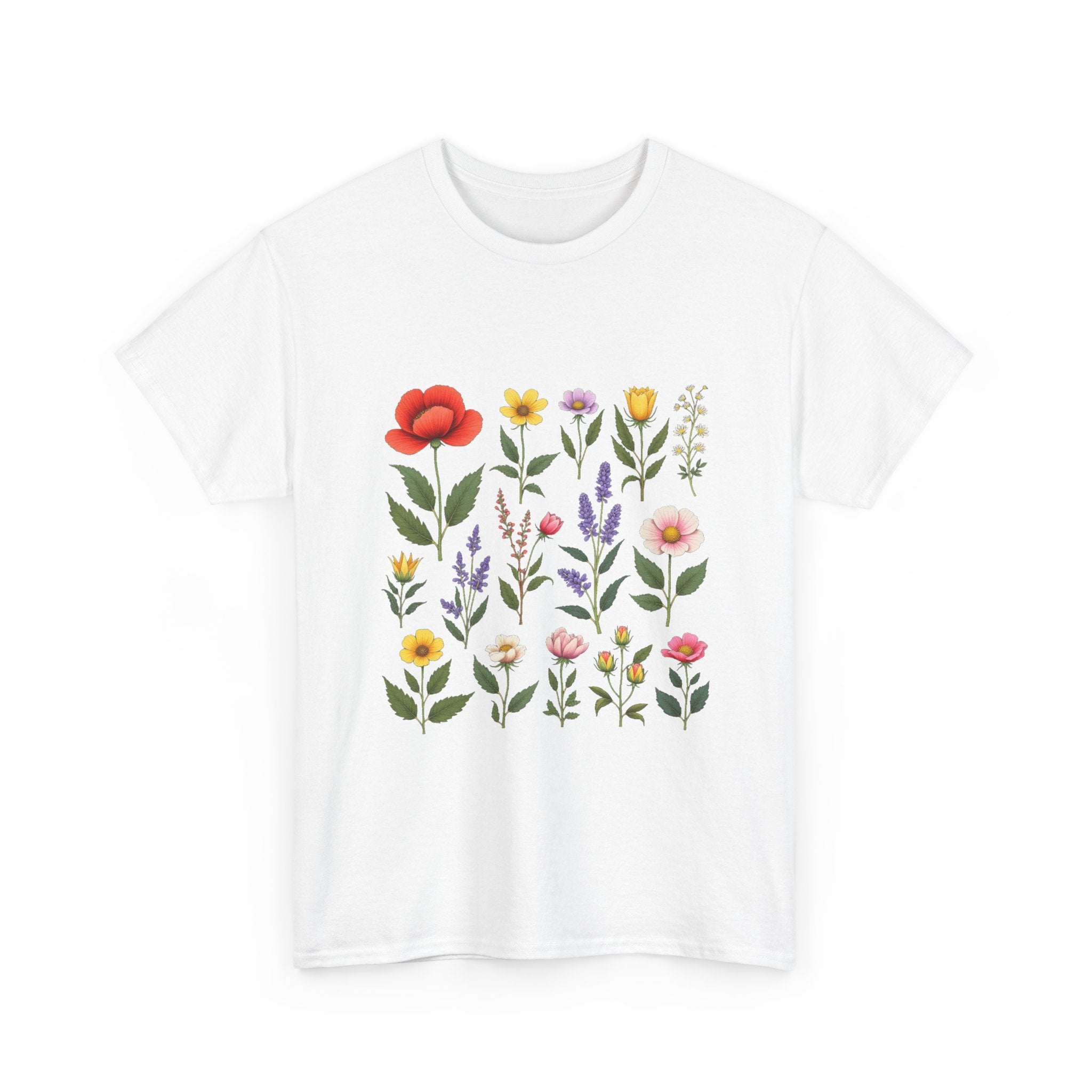 Floral Garden Watercolor Wildflower Print T-Shirt
