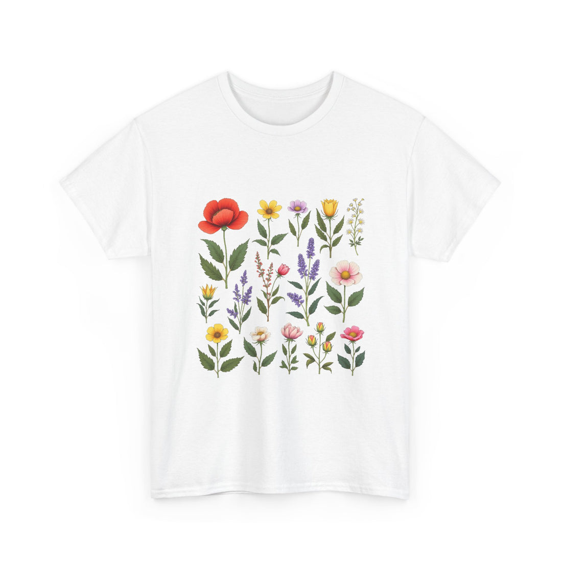Floral Garden Watercolor Wildflower Print T-Shirt