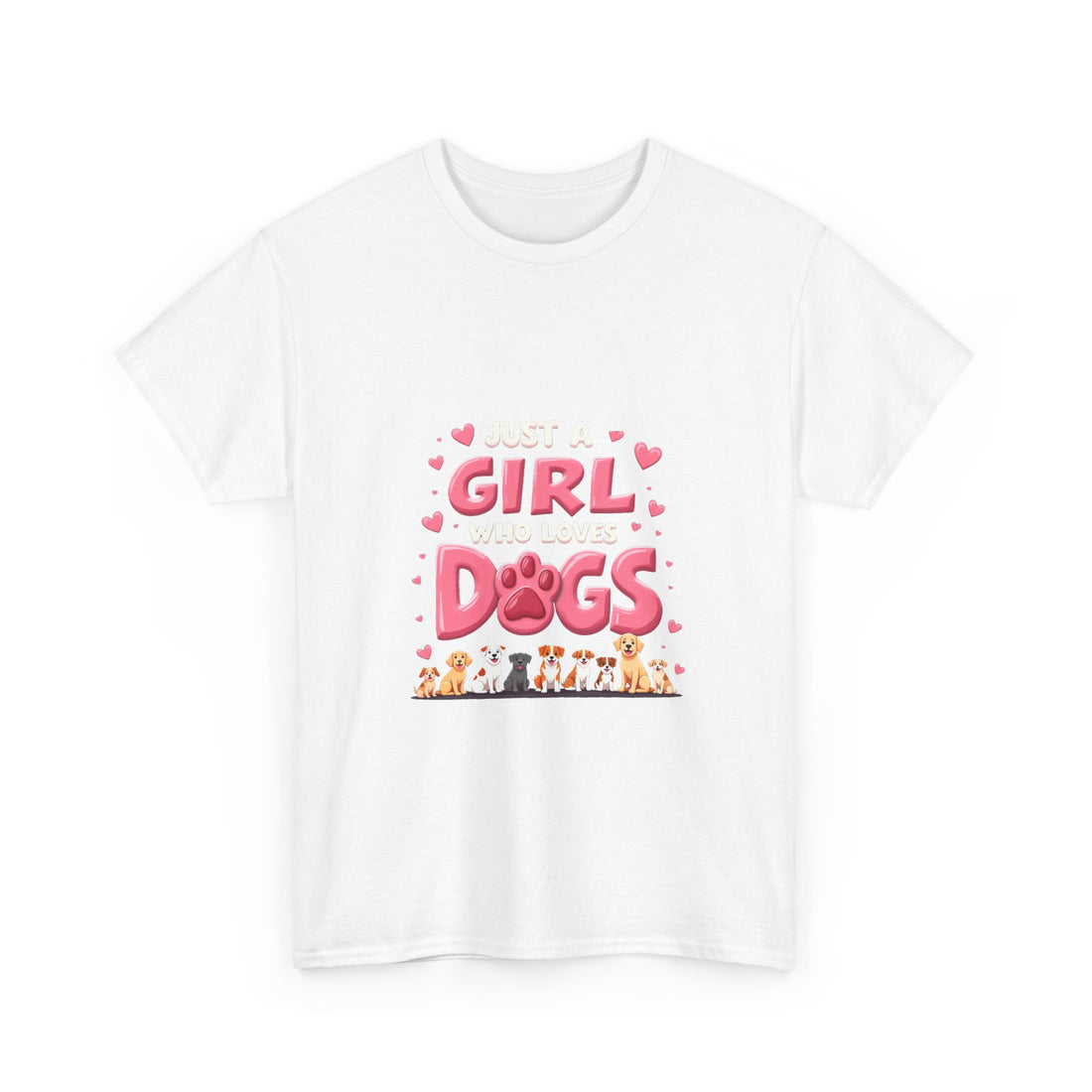 'Girl Who Loves Dogs' Cute Paw Design T-Shirt