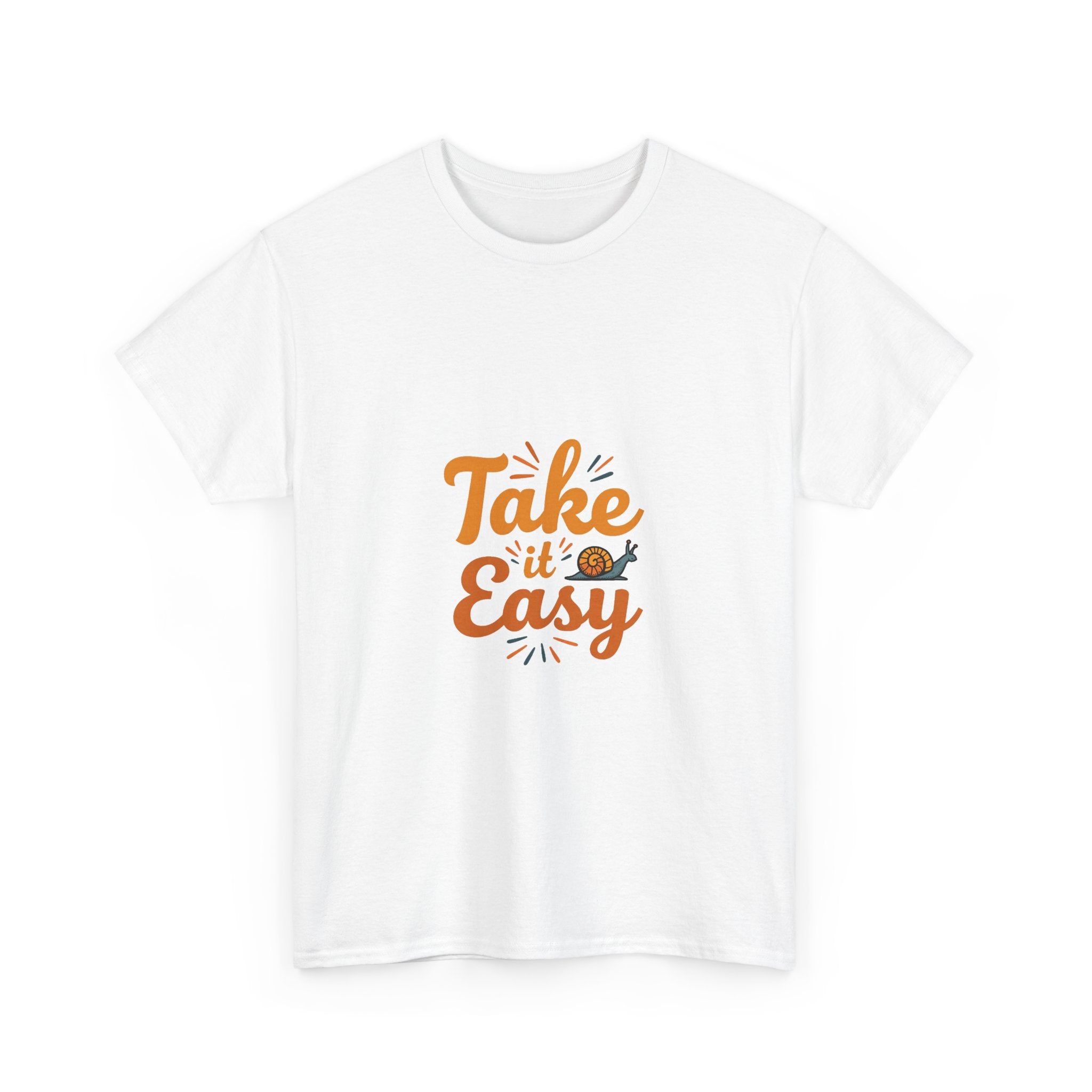 'Take It Easy' Retro Script Relaxed T-Shirt with Snail Graphic