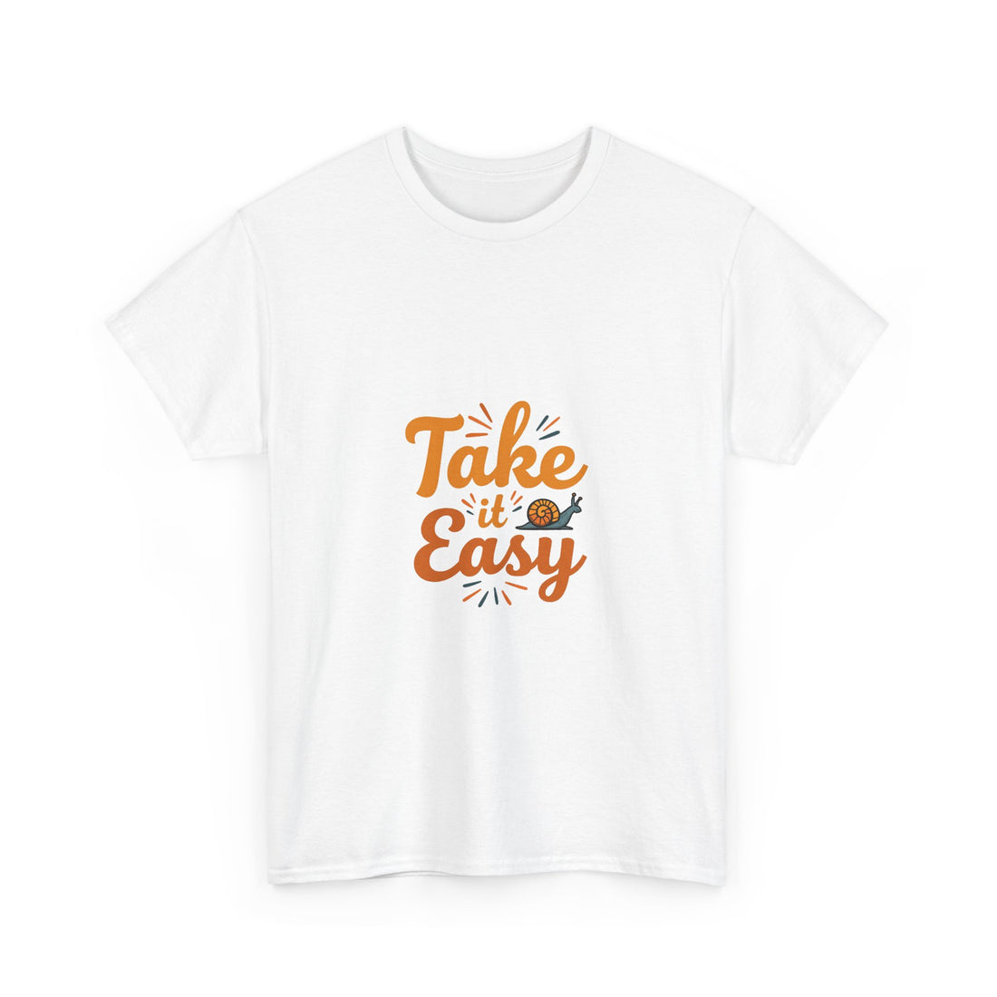 'Take It Easy' Retro Script Relaxed T-Shirt with Snail Graphic