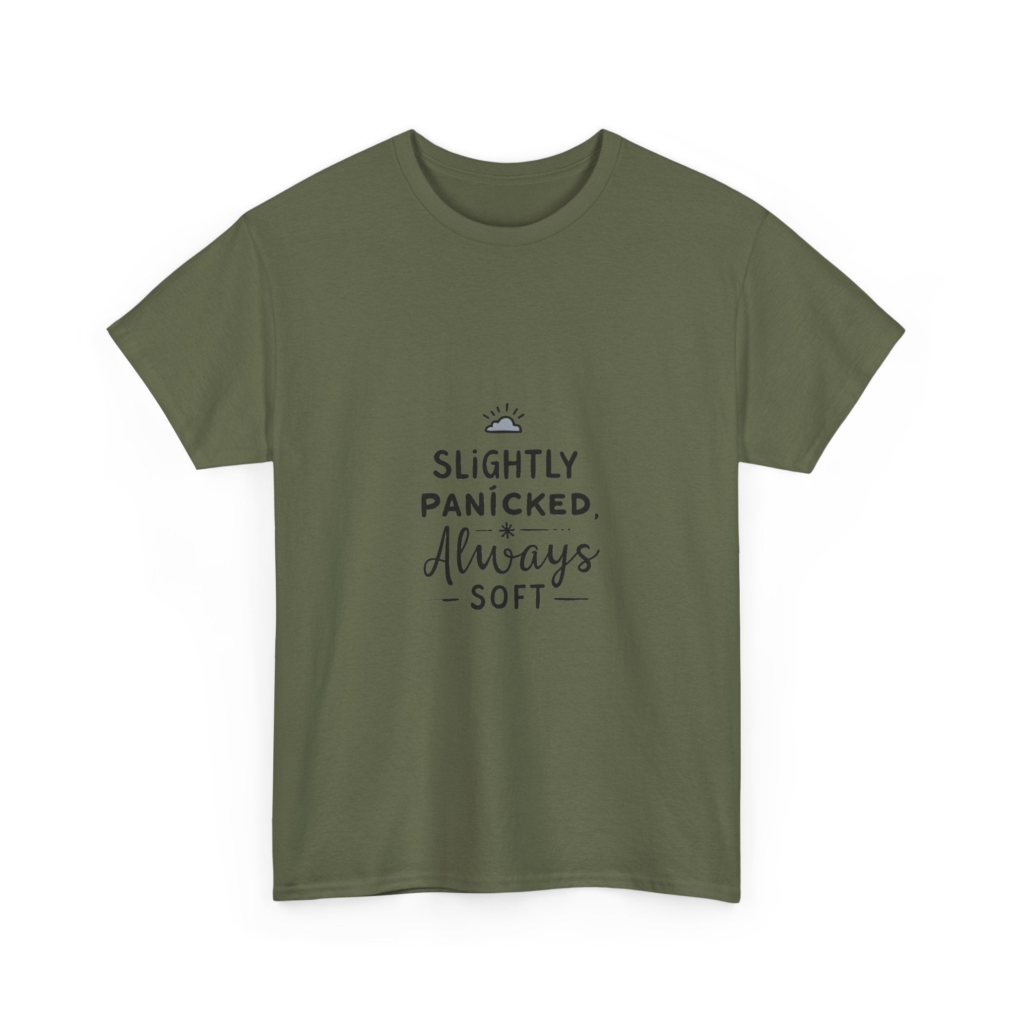 “Slightly Panicked, Always Soft” Minimalist Graphic T-Shirt