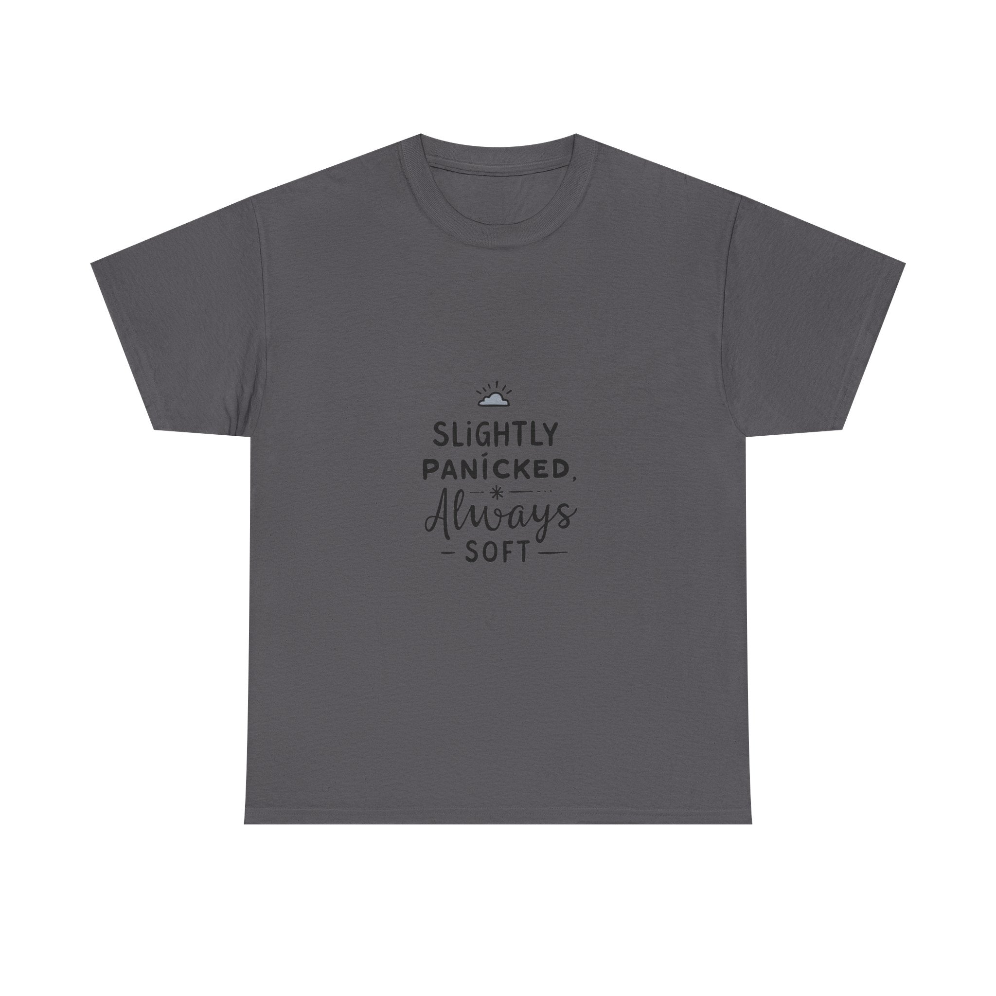 “Slightly Panicked, Always Soft” Minimalist Graphic T-Shirt