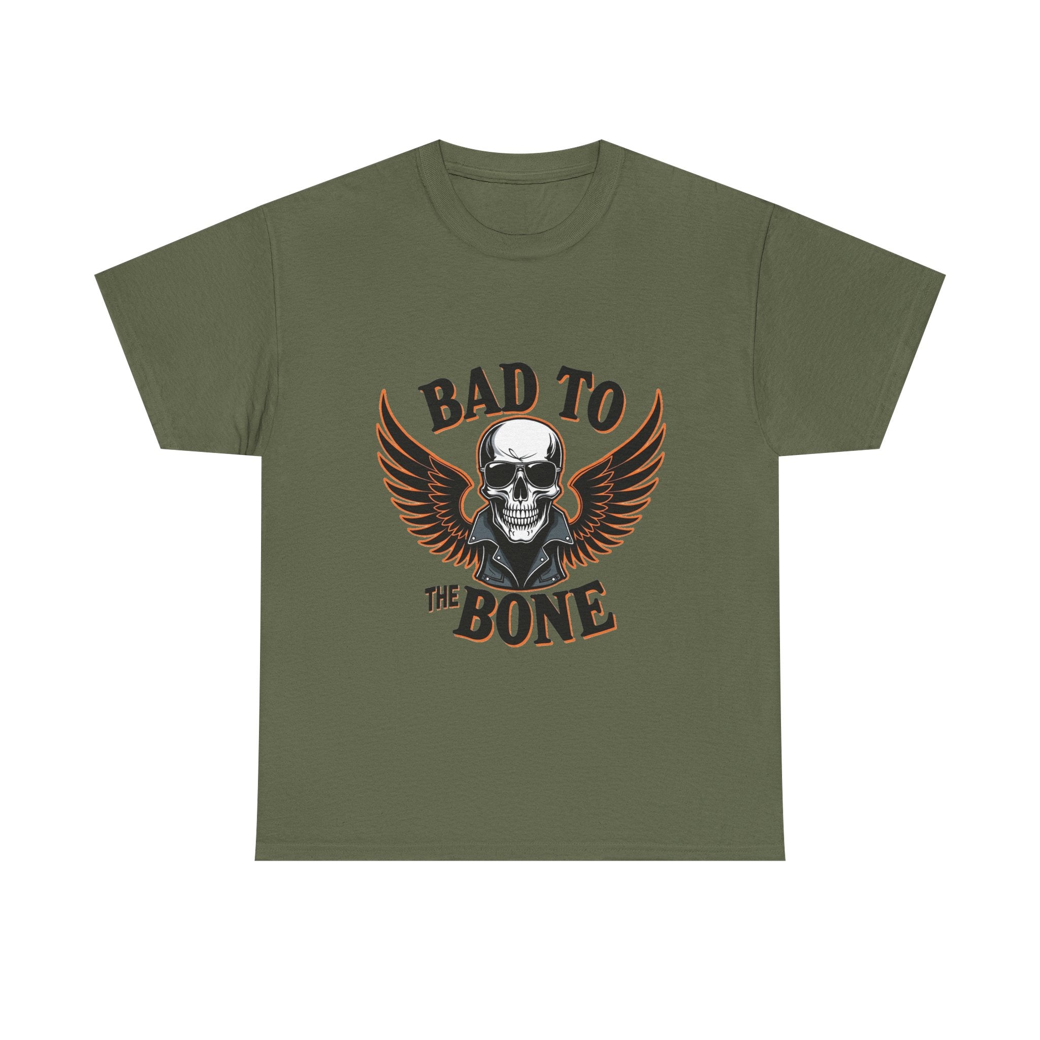 'Bad to the Bone' Skull Vintage Winged Skull Graphic T-Shirt