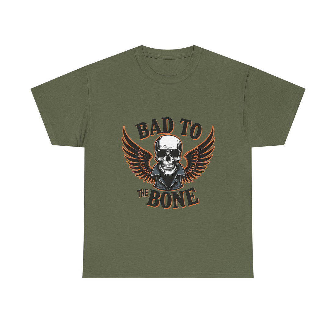 'Bad to the Bone' Skull Vintage Winged Skull Graphic T-Shirt